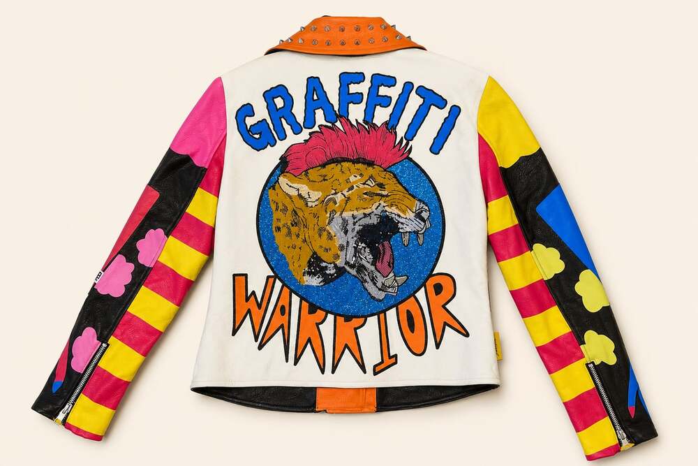 Graffiti Warrior MotoCore Punk Y2K Colorblock‎ Women’s M Jacket
